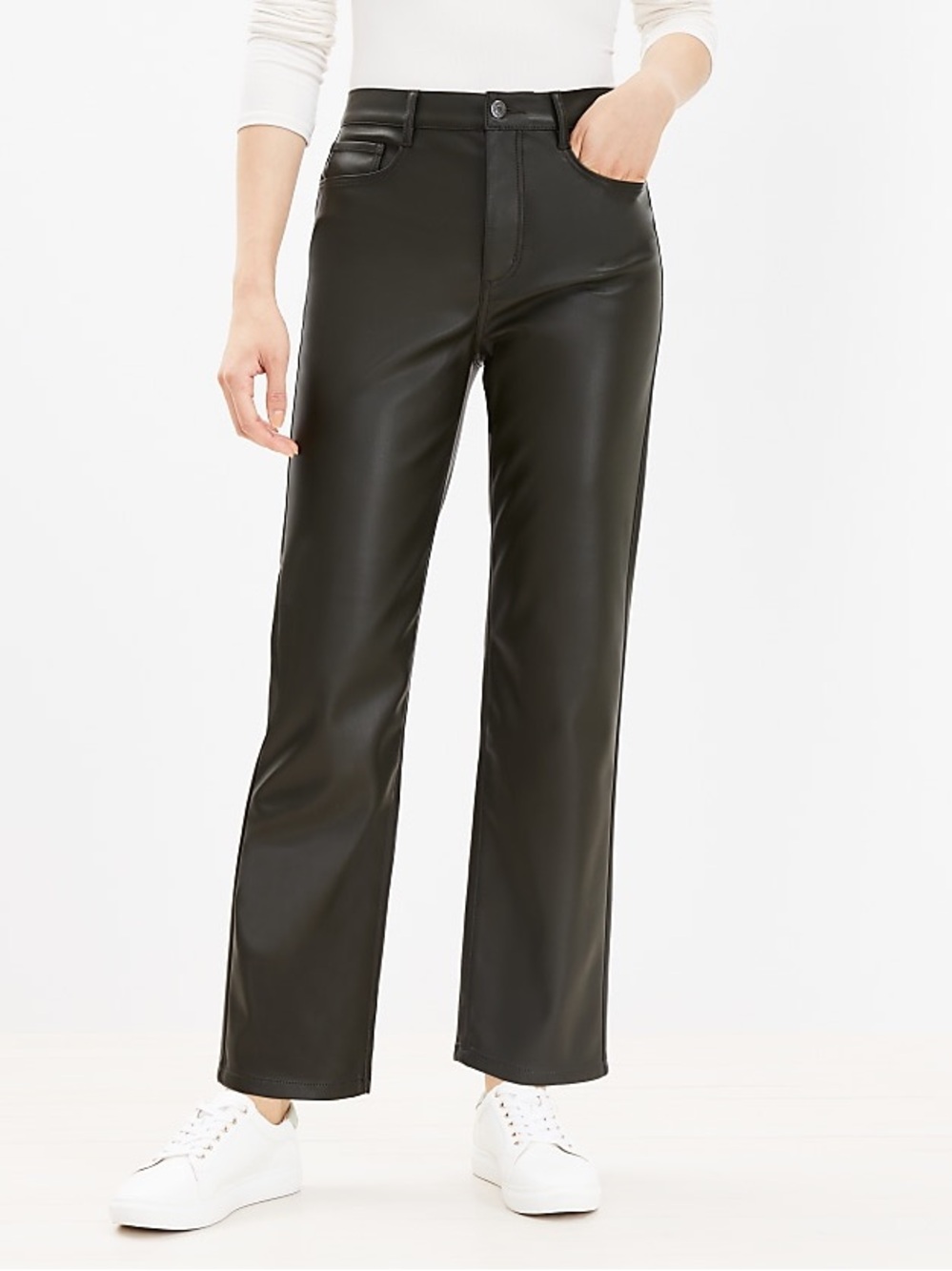 LOFT Black Faux-Leather Pant - Size 4